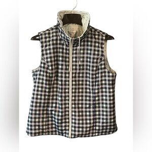 Christopher & Banks black & teal checkered Vest women’s XL